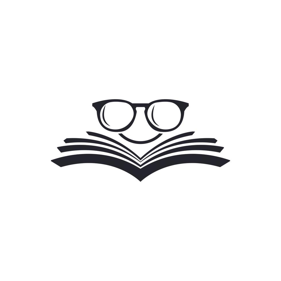 glasses and smile book, great for education icon logo vector