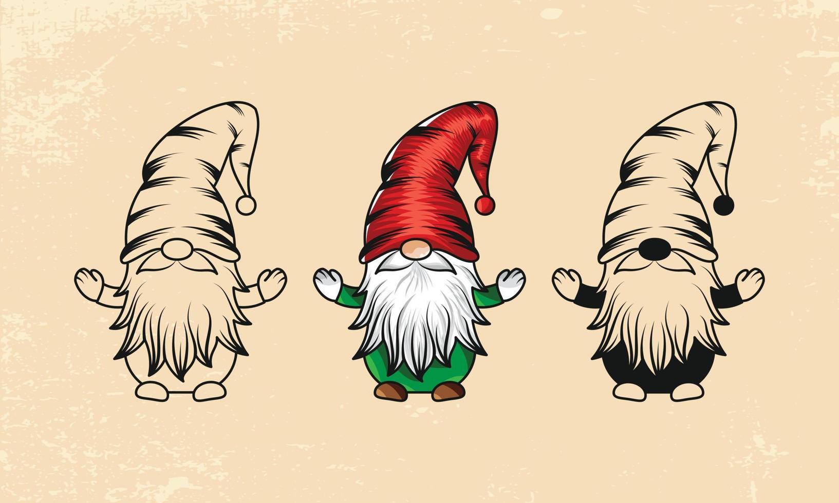 colección de ilustraciones vectoriales de gnomos navideños vector