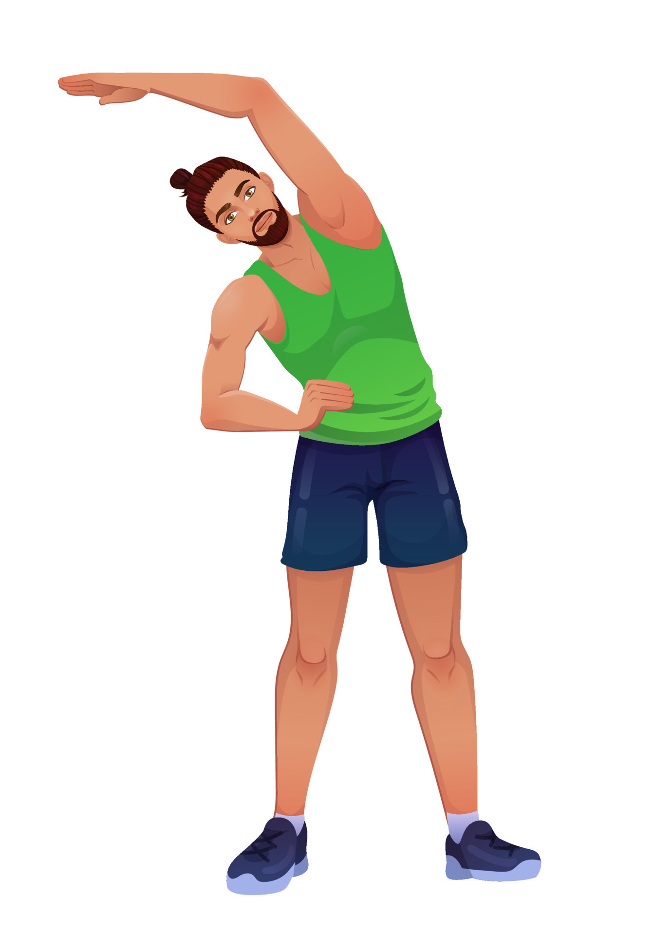 Sporty guy is doing exercise. Muscular fitness man is stretching