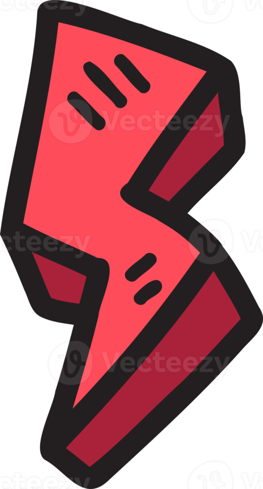 hand gezeichnete niedliche blitzillustration png