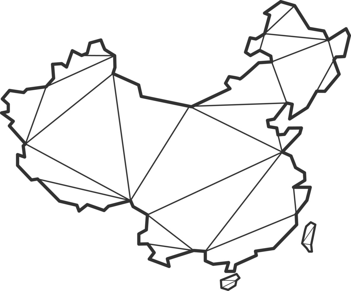 triangles de mosaïque style de carte de chine. png