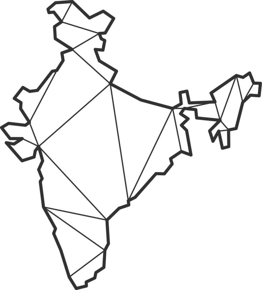 Mosaic triangles map style of India. png