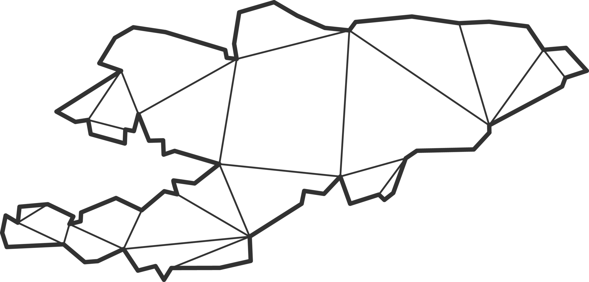 Mosaic triangles map style of Kyrgyzstan. png