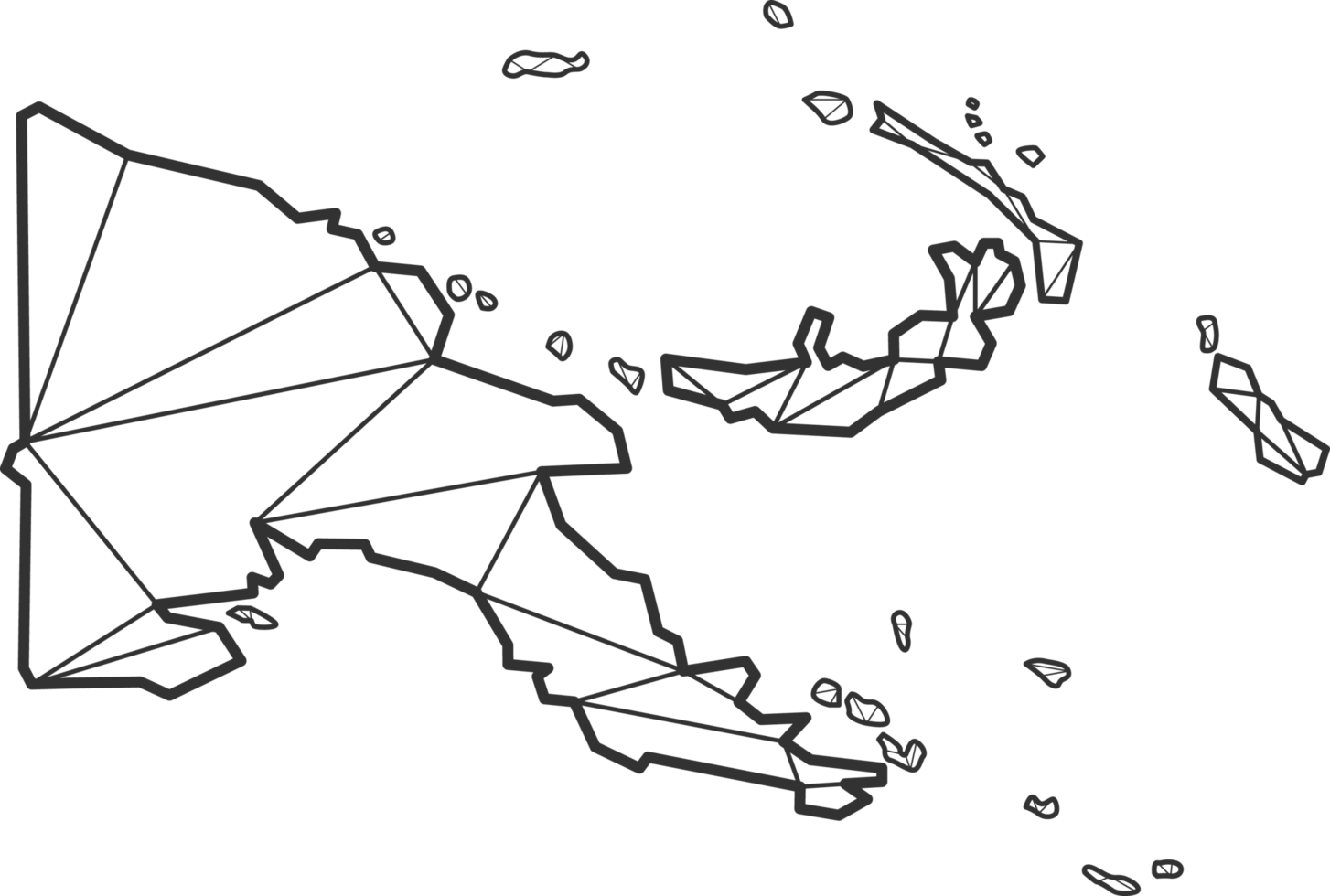 Mosaic triangles map style of Papua New Guinea. png