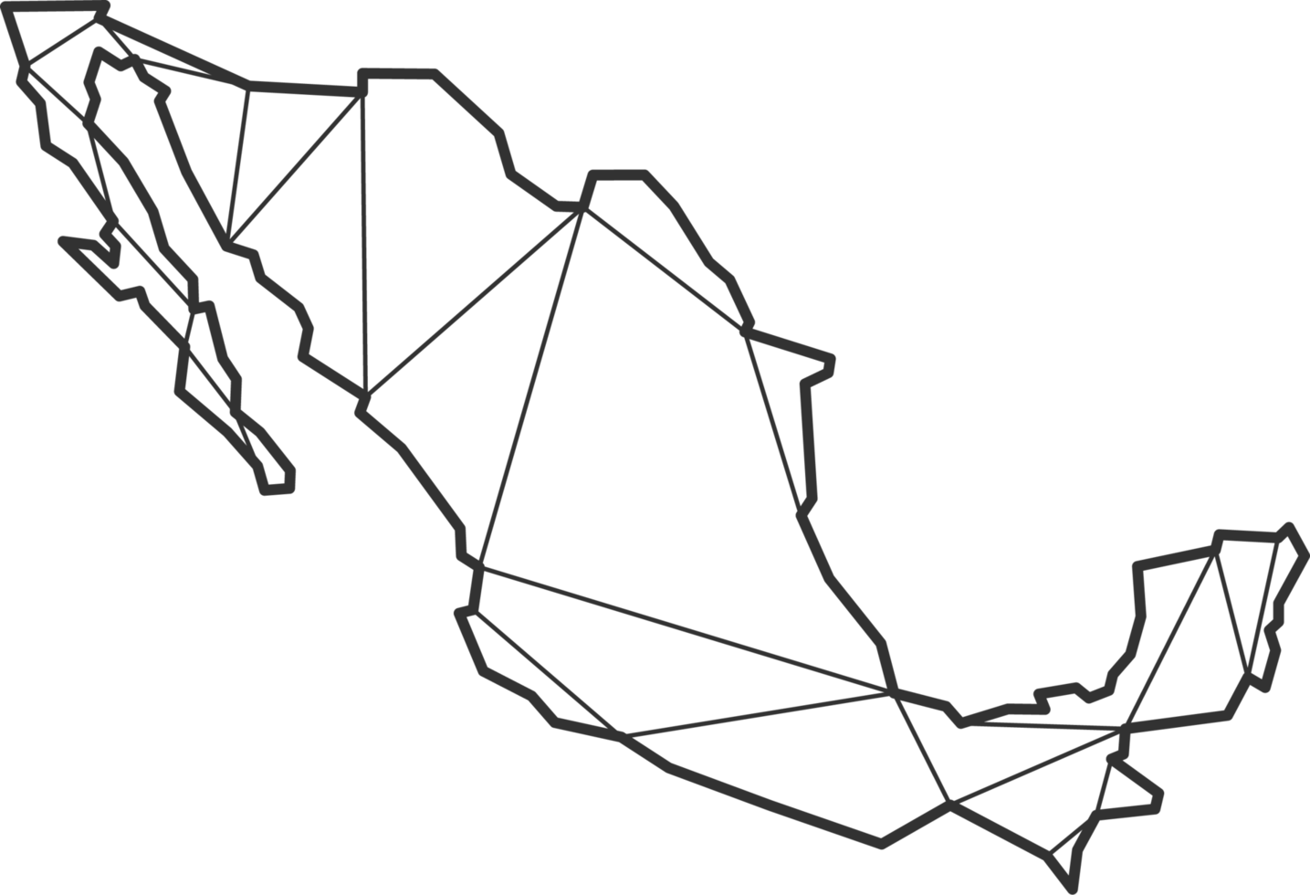 Mosaic triangles map style of Mexico. png