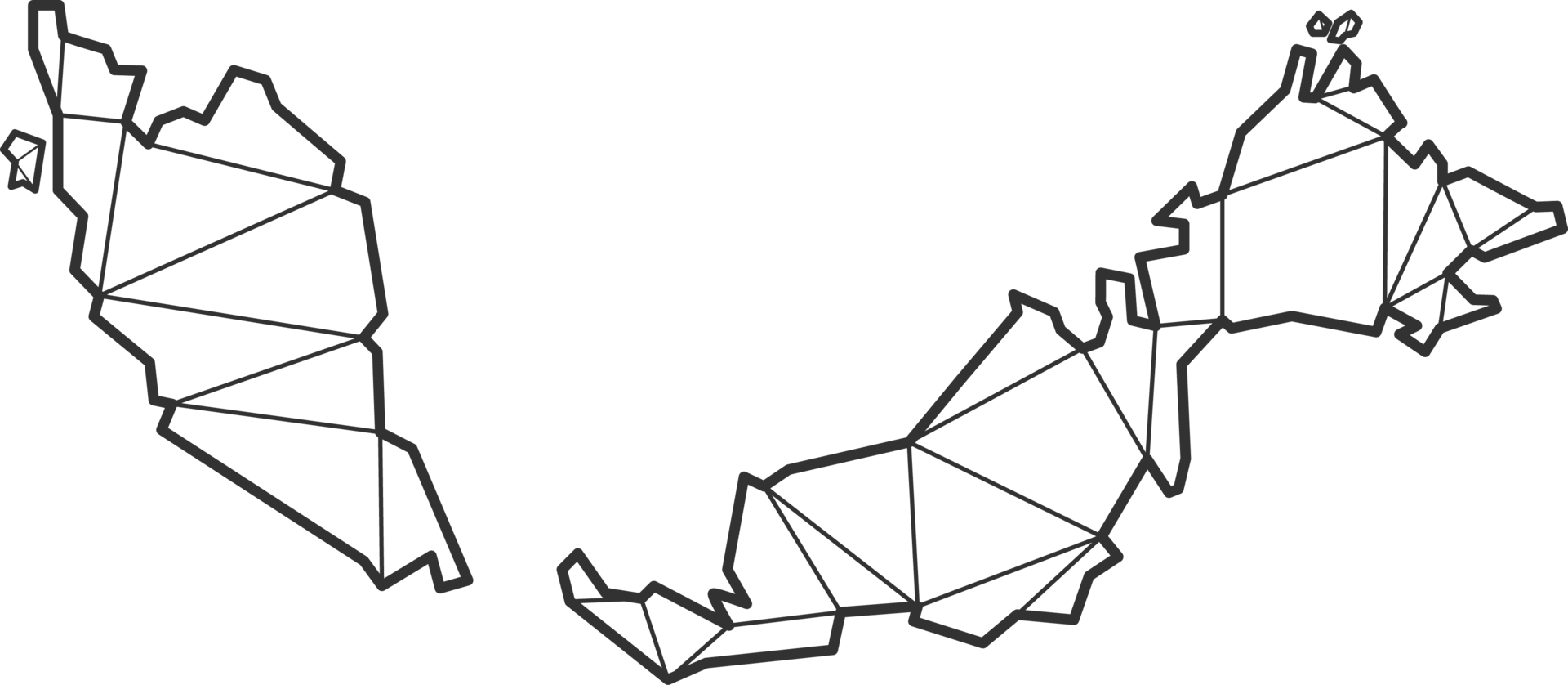 Mosaic triangles map style of Malaysia. png