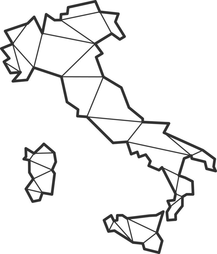 triangles de mosaïque style de carte de l'italie. png