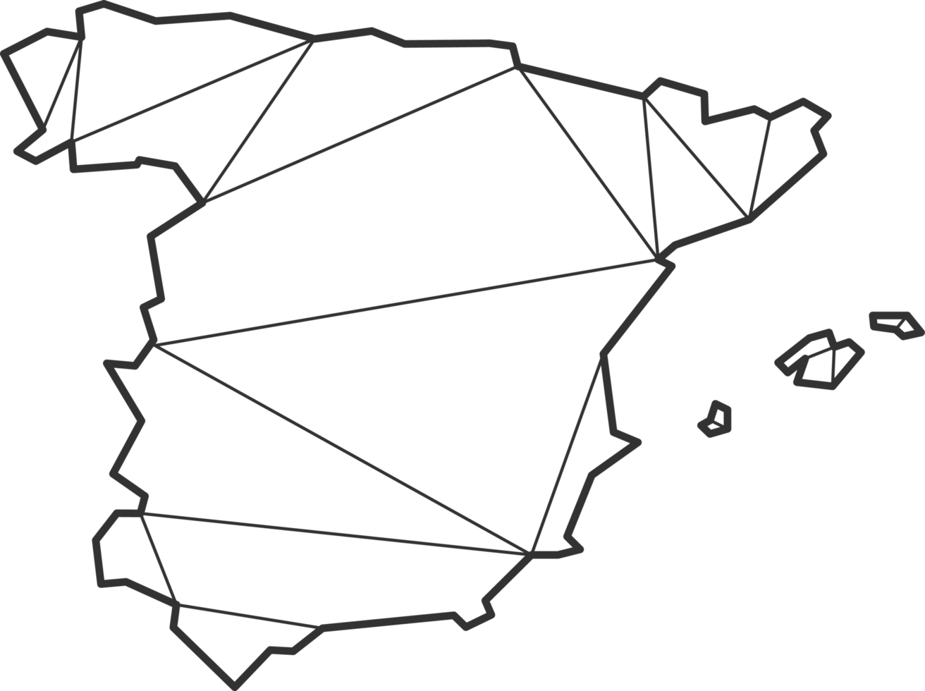 mozaïek- driehoeken kaart stijl van Spanje. png