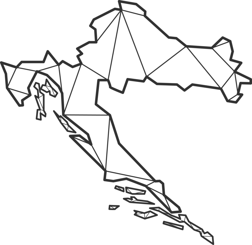 triangles de mosaïque style de carte de la croatie. png