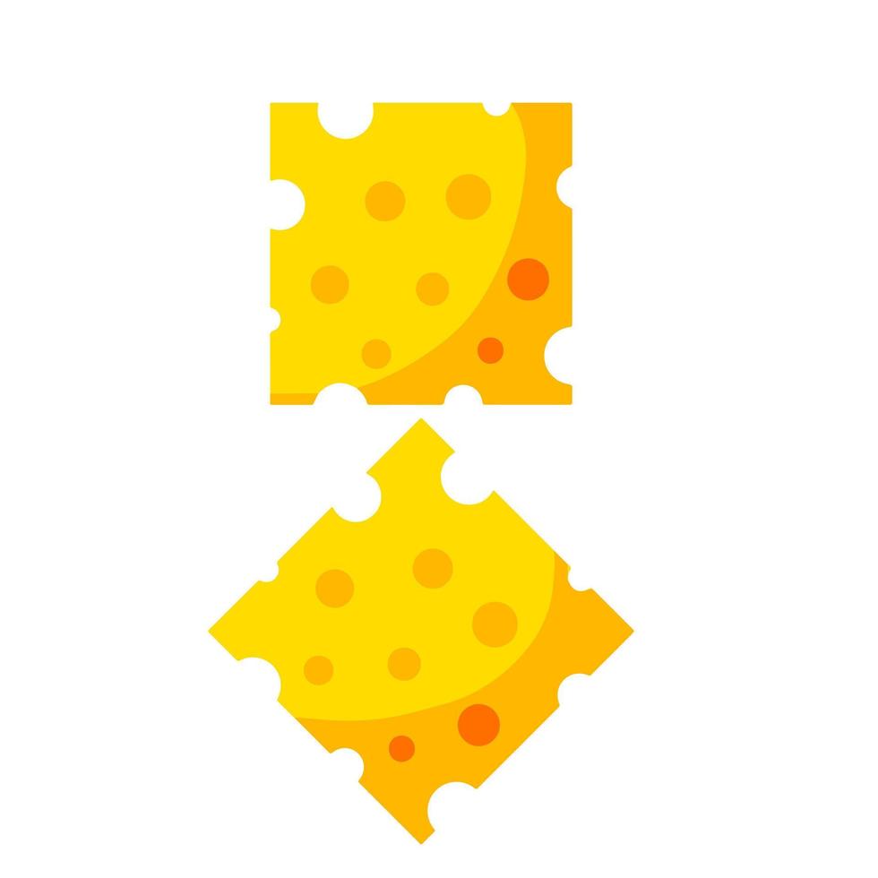 Piece of cheese. Slice food. Yellow ingredient with holes. Roquefort dairy products. Flat cartoon illustration vector