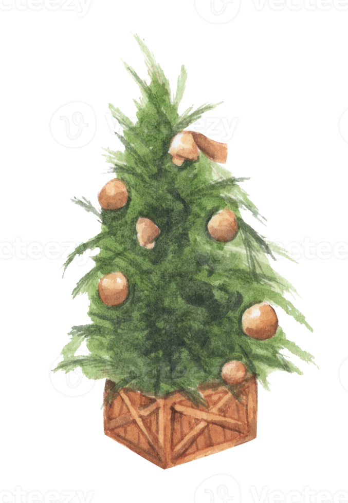 Watercolor illustration of Christmas tree. png