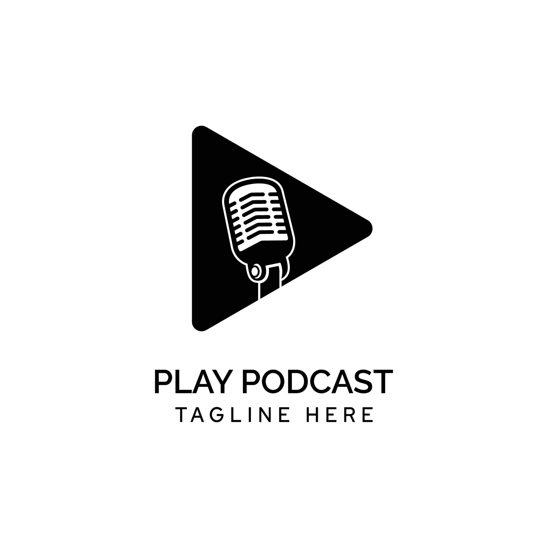 Stand Mic Microphone with Play Button icon for Podcast Channel Radio