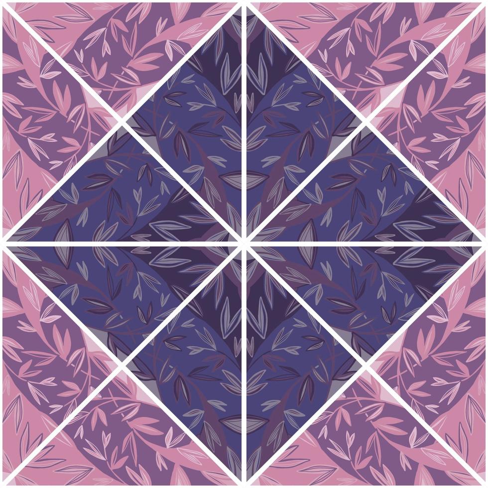 Hand drawn leaves mosaic seamless pattern. Creative botanical foliage endless wallpaper. Palm leaf tile. vector