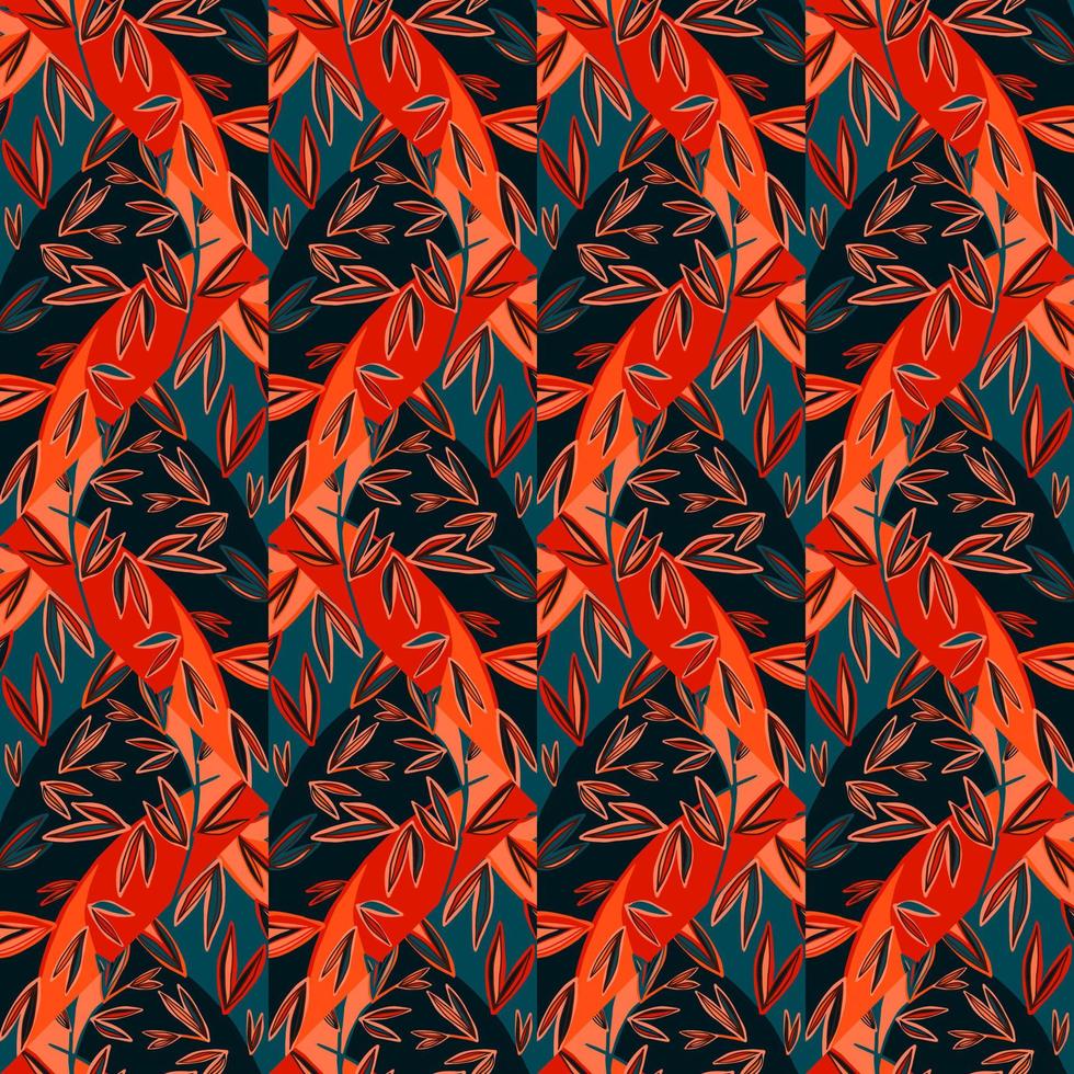 Creative leaves mosaic seamless pattern. Palm leaves tile. Botanical foliage endless wallpaper. vector