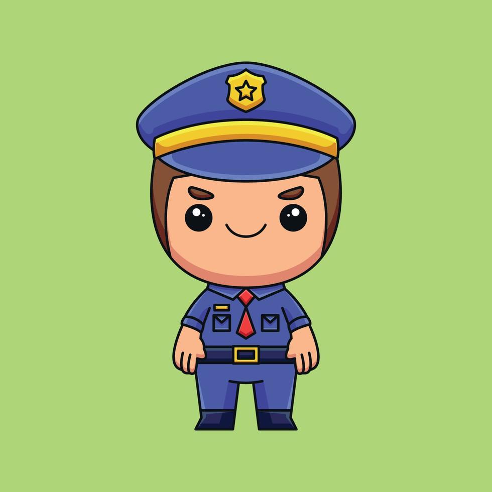 cute police cartoon doodle hand drawn concept vector kawaii icon illustration