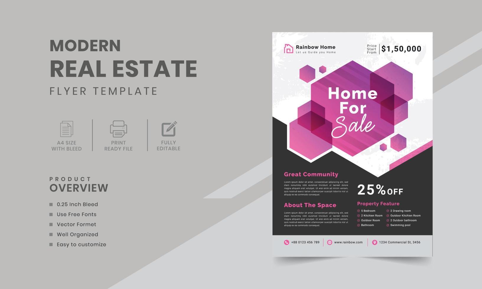 Elegant real estate business flyer design template vector