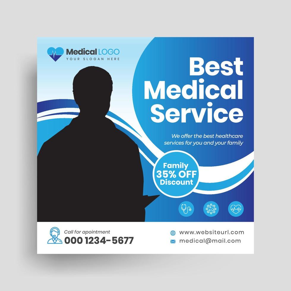 Medical Social Media Post, Health Web Banner Template vector