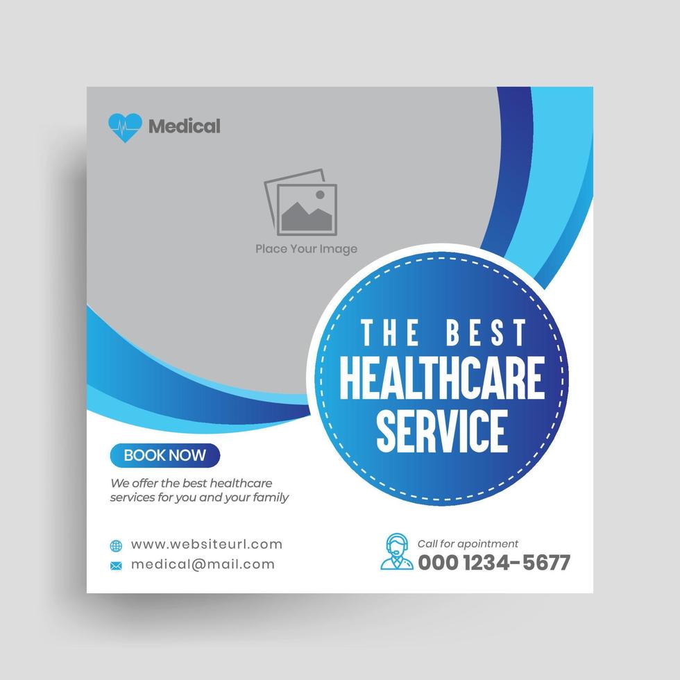 Medical Social Media Post, Health Web Banner Template vector