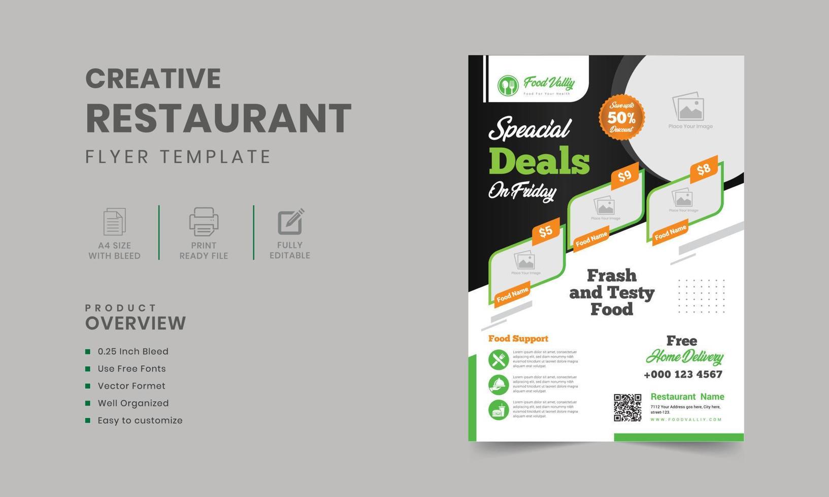 Abstract Restaurant Food Flyer Templates or Delicious Food Menu Flyer Design vector