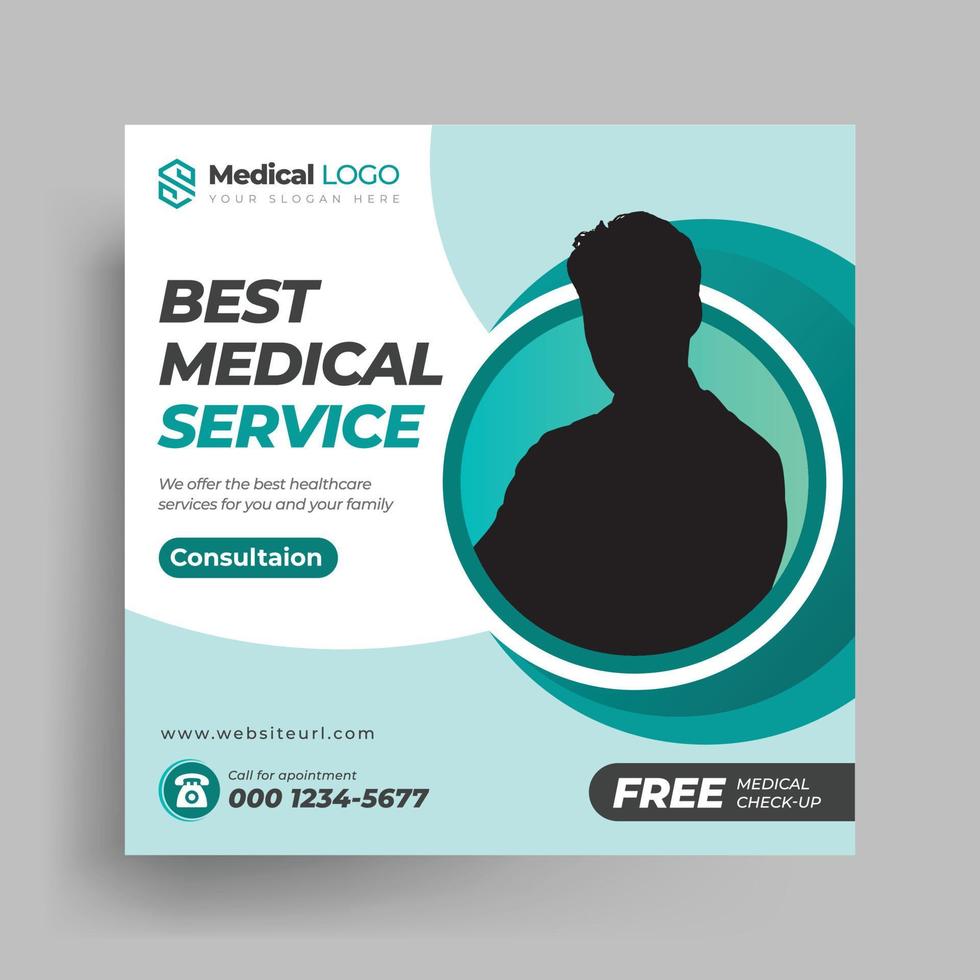 Medical Social Media Post, Health Web Banner Template vector