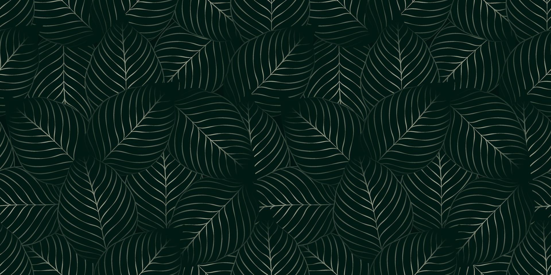 Dark Leaf seamless pattern background design. Vector illustration