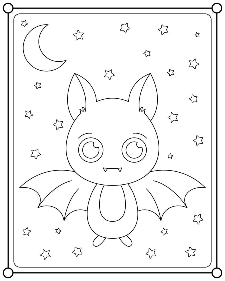 Cute bats suitable for children's coloring page vector illustration