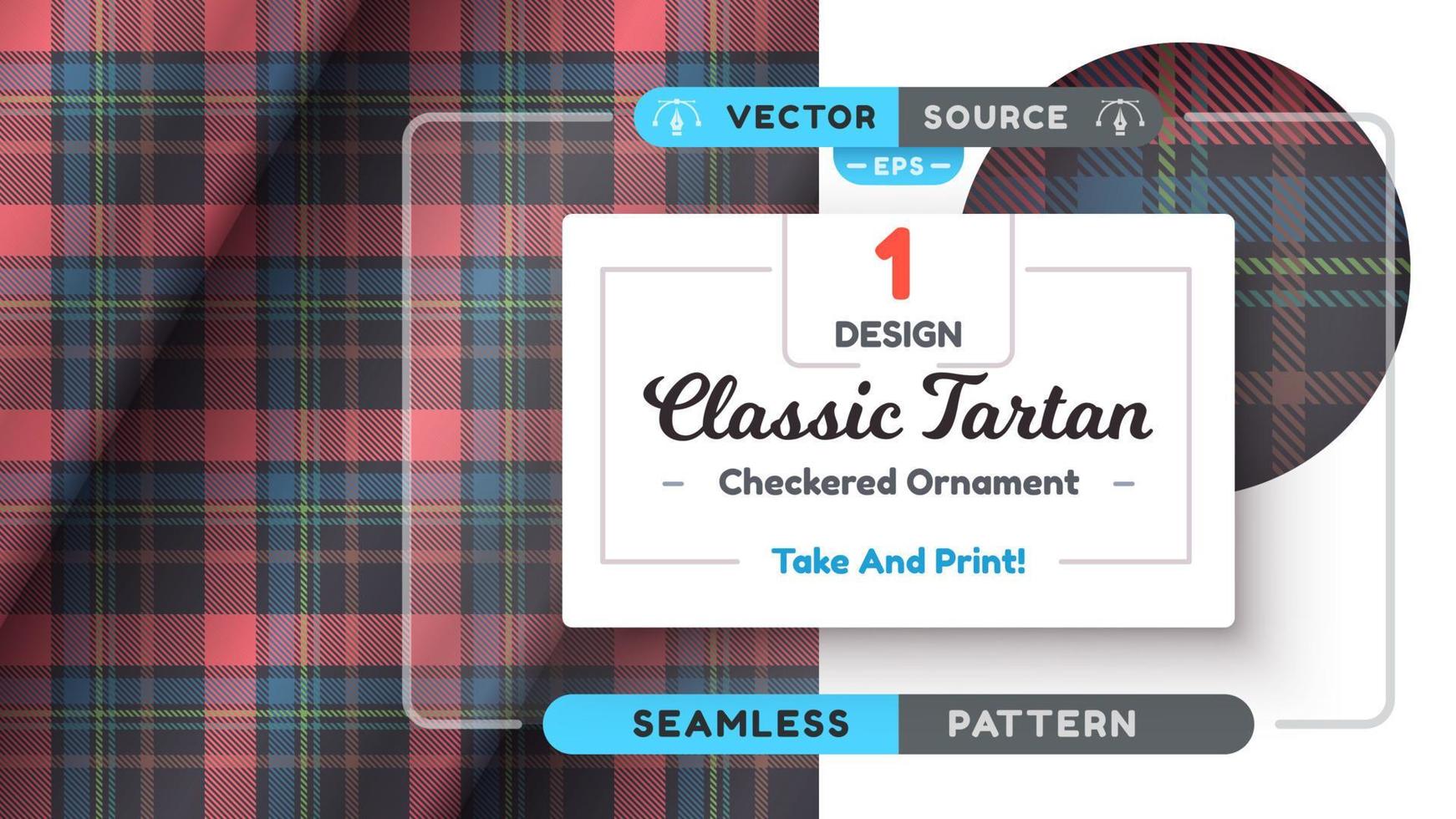 Tartan seamless pattern, merry christmas texture, checkered scottish fabric vector