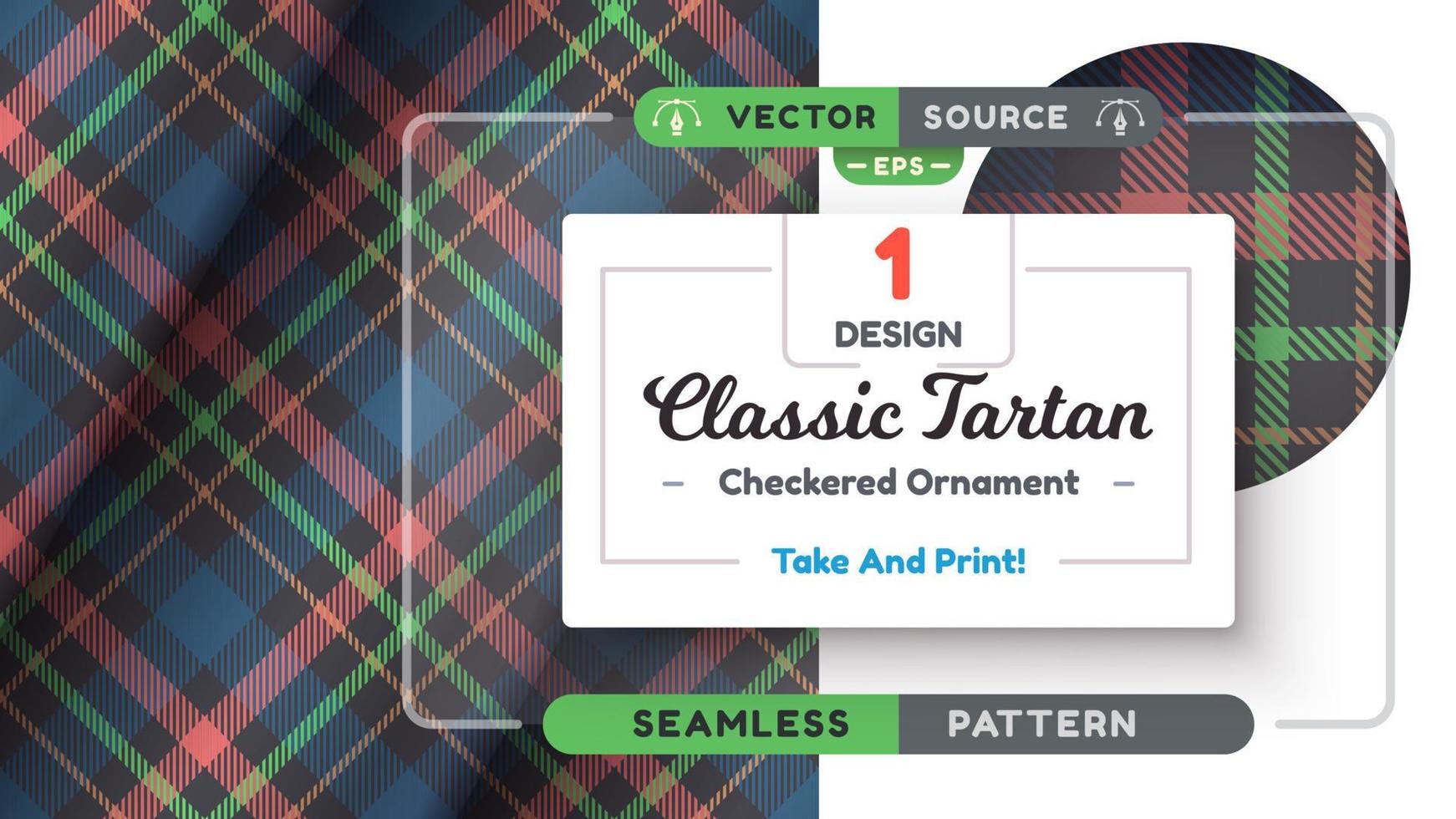 Tartan seamless pattern, merry christmas texture, checkered scottish fabric vector