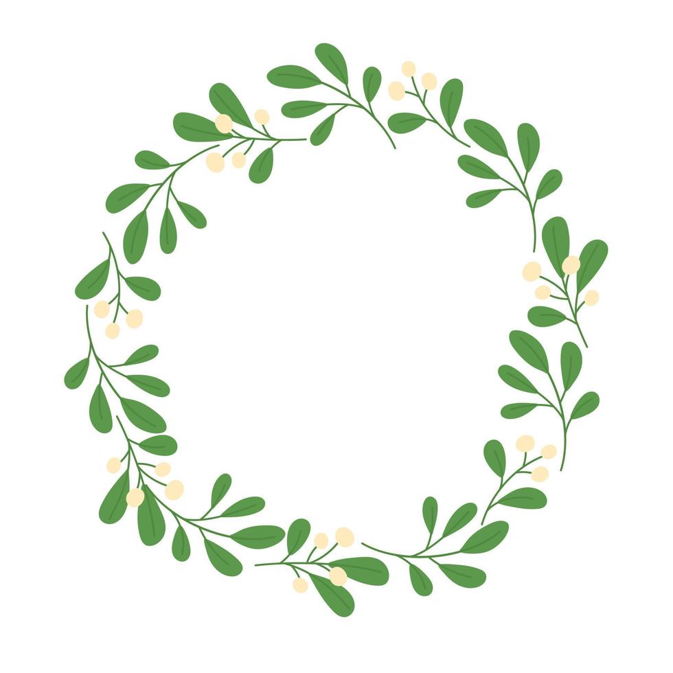 Winter wreath with mistletoe. Template for Christmas greeting card, invitation, poster, banner, print. vector