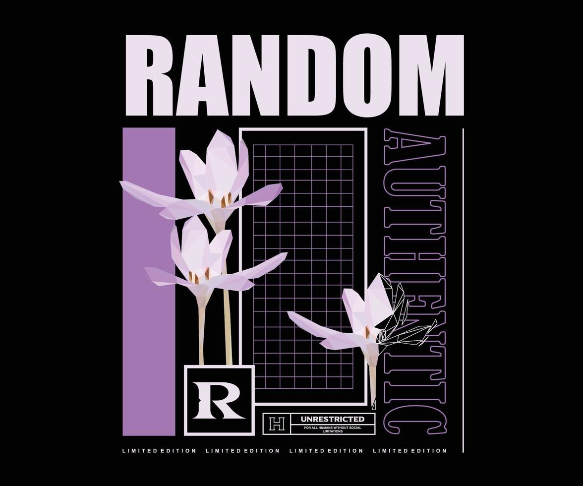 Polygonal illustration of crocus flower t shirt design, vector graphic, typographic poster or tshirts street wear and Urban style