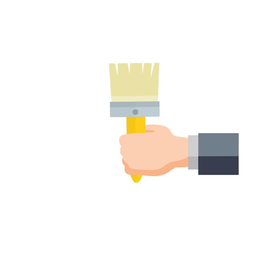 Brush for painting walls. Technical work and repairs. Creativity and artistic tool. Flat cartoon icon vector