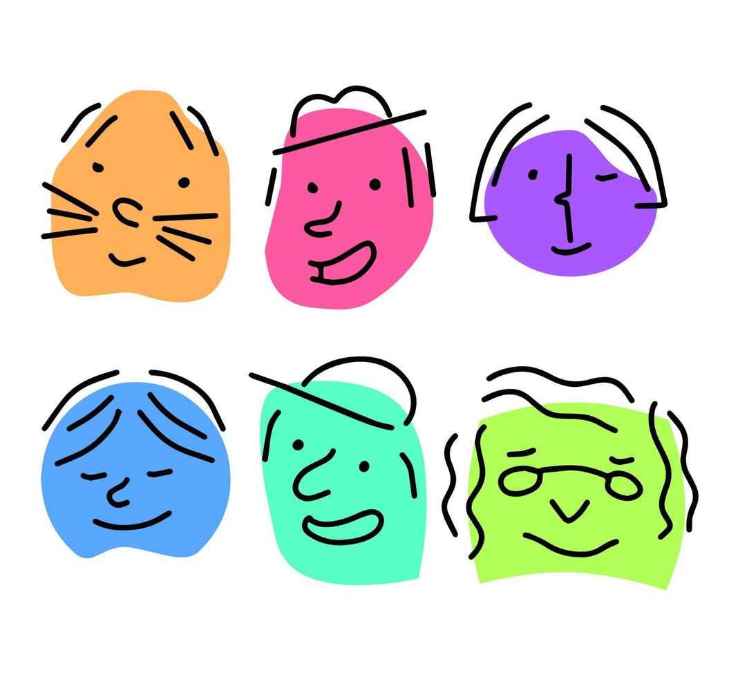 conjunto de varias figuras geométricas básicas brillantes con emociones faciales. vector