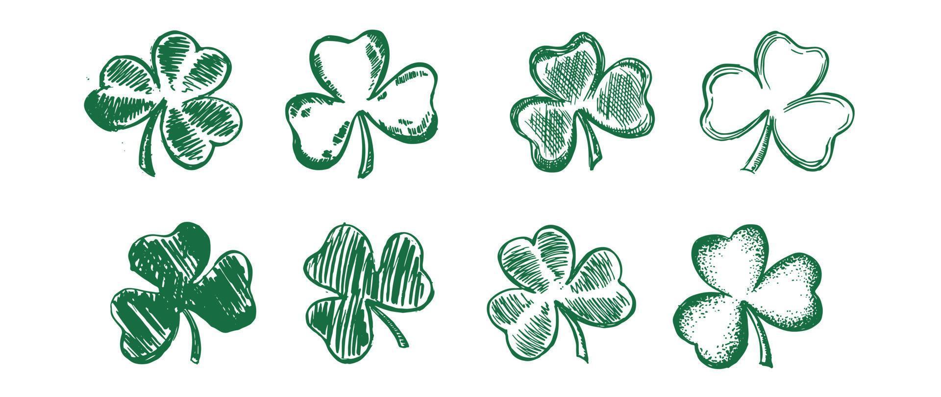 Clover set. Patrick's day. Hand drawn illustration. vector