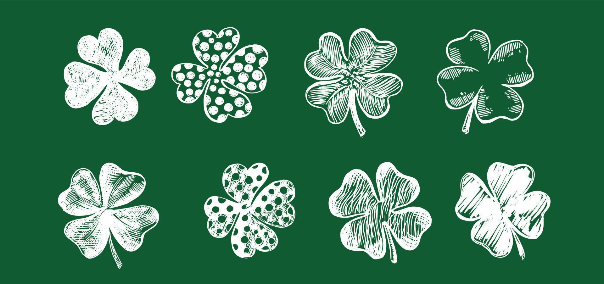 Clover set. Patrick's day. Hand drawn illustration. vector