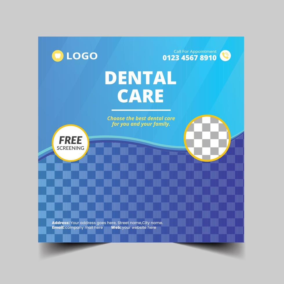 Dentist and Dental care social media banner flyer template vector