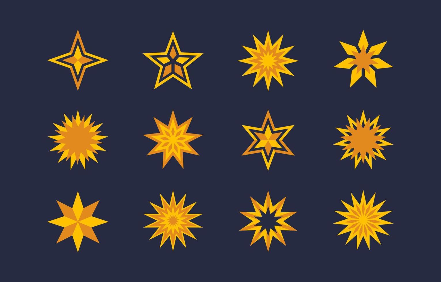 colección de iconos de diferentes formas de estrellas vector