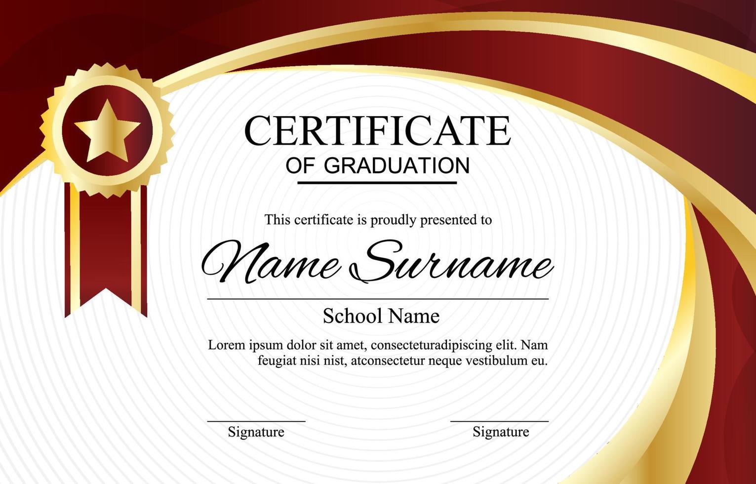 Gradient Certificate Template For Seminar Or University Graduation Concept vector