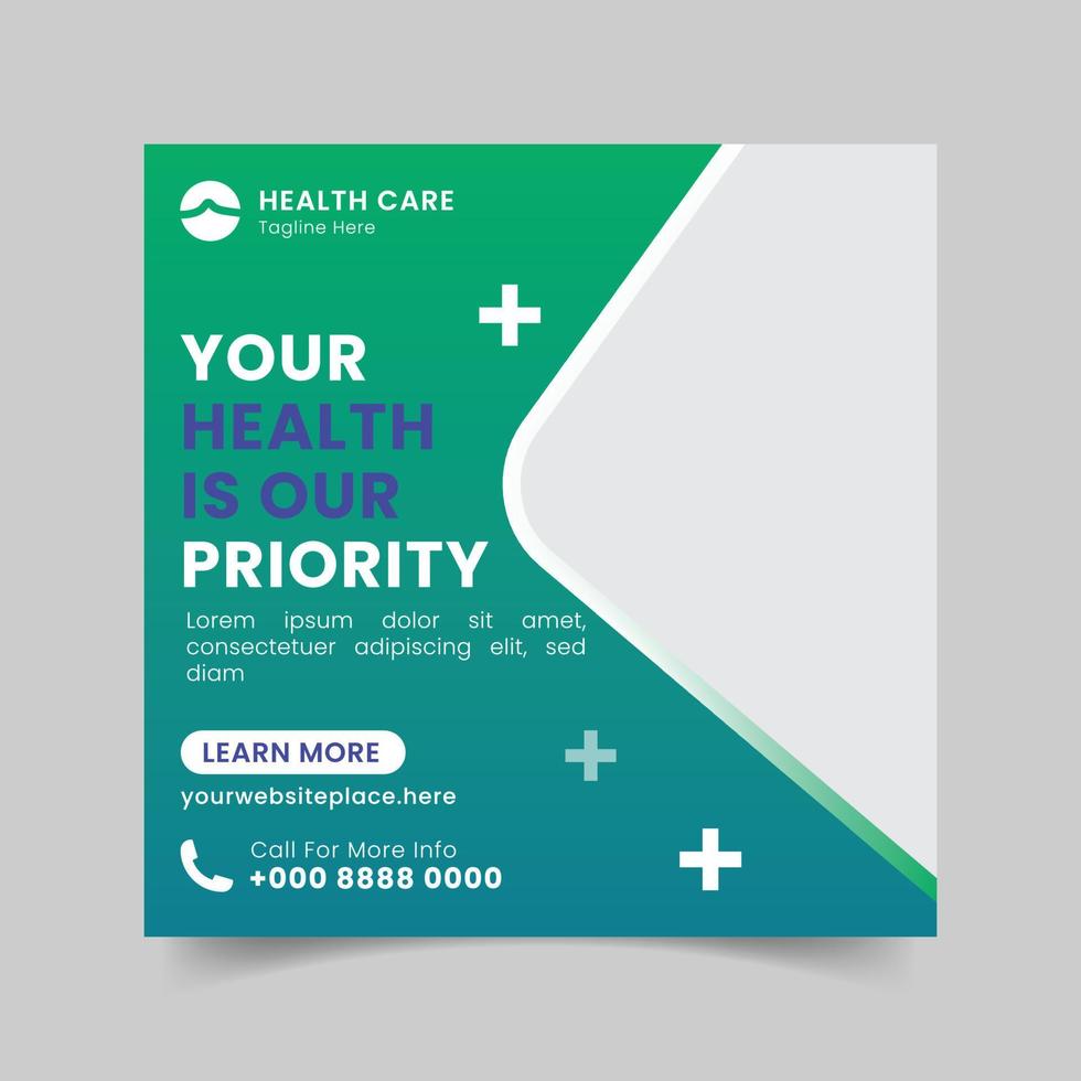 Medical Service Social Media Post Template Design. Set of Editable Square Banner. Vector Illustration for Web benner