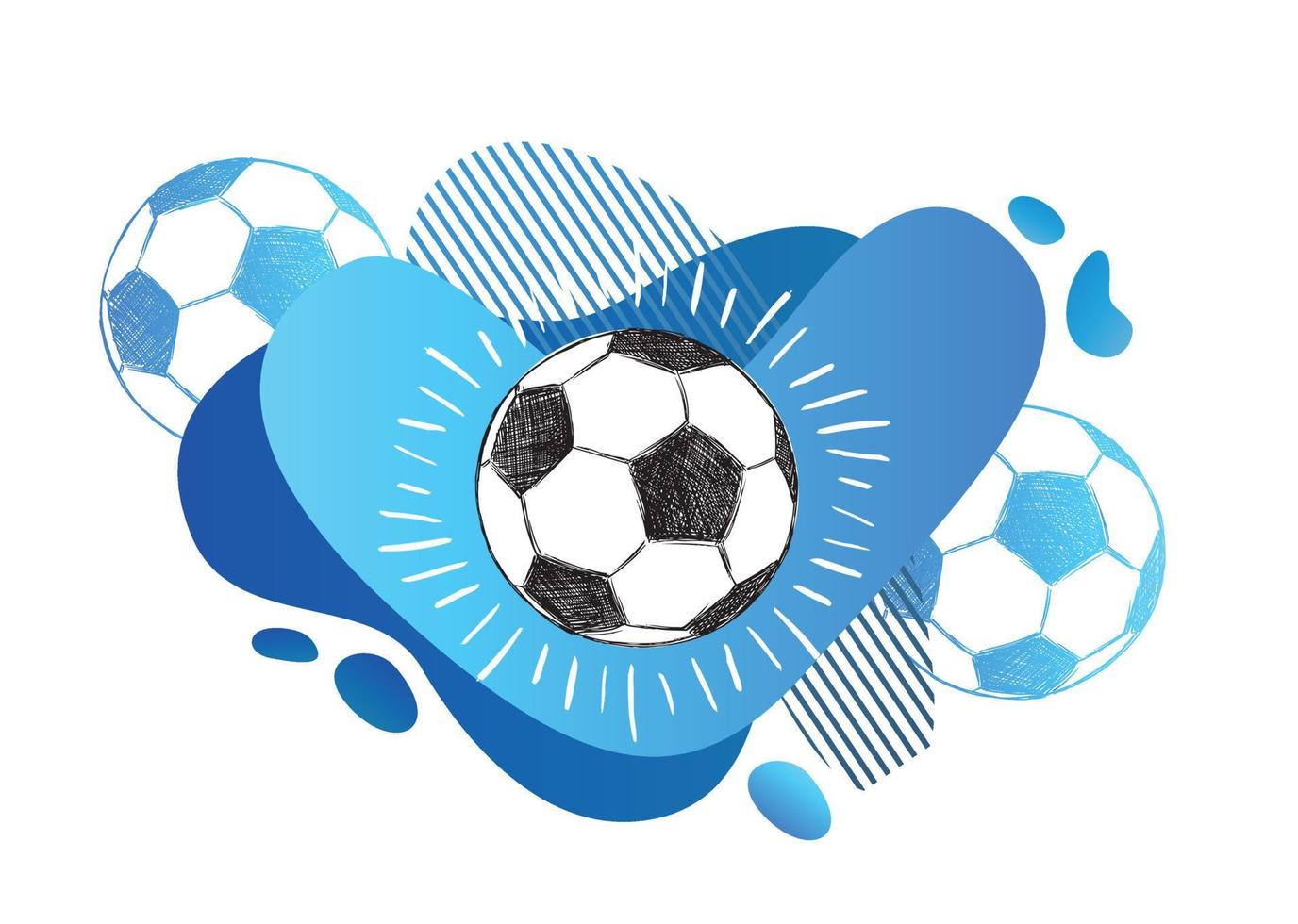 Hand drawn football, soccer ball sketch. Fluid abstract background. Banners with flowing liquid shapes. Vector