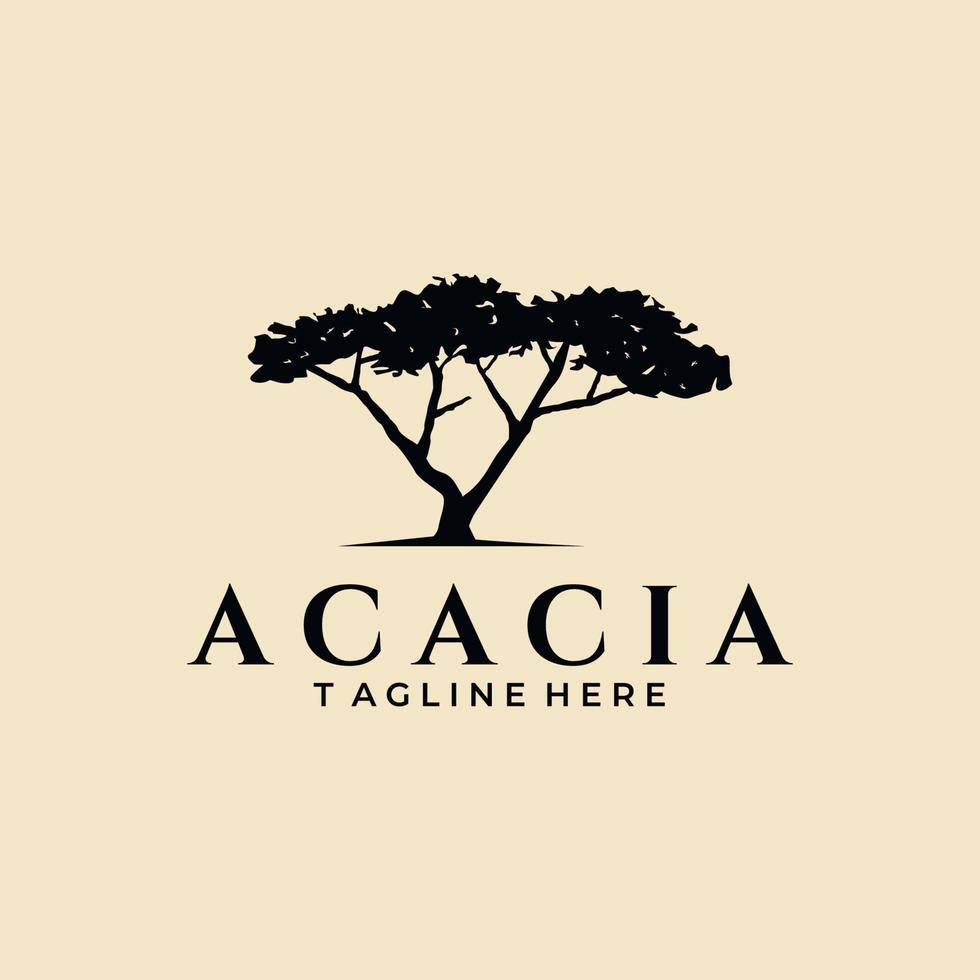 diseño de ilustración de símbolo de vector vintage de logotipo de árbol de acacia