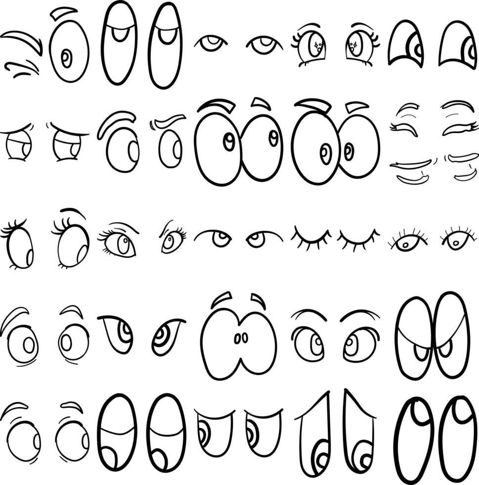 Eyes Hand Drawn Doodle Line Art Outline Set vector