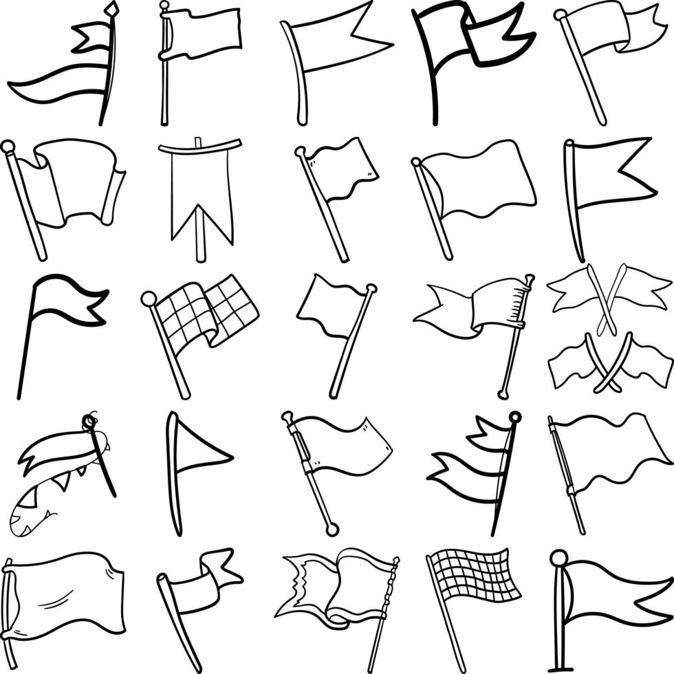 Flags Hand Drawn Doodle Line Art Outline Set 11734790 Vector Art at