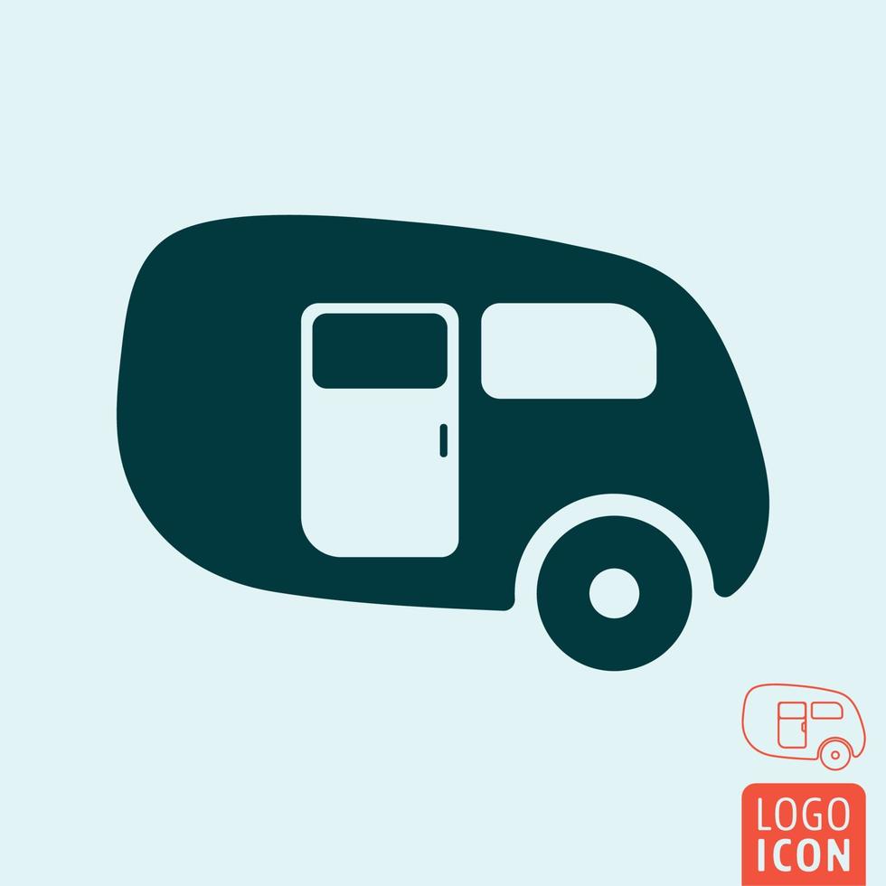 Motorhome trailer icon. Minimal design side view. Vector illustration.