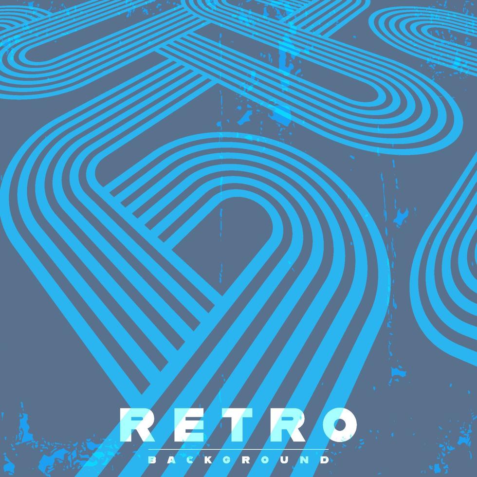 Retro background with vintage perspective stripes and grunge texture. Vector illustration.
