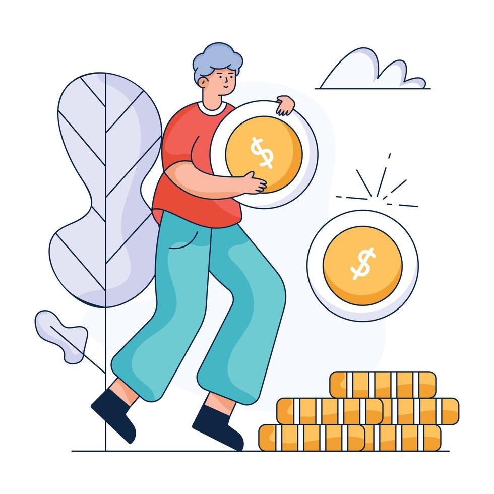 A handcrafted flat illustration of wealth vector