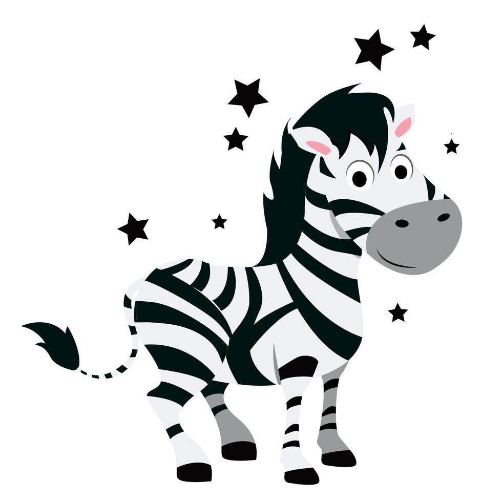 Cute cartoon zebra. Charming zebra vector