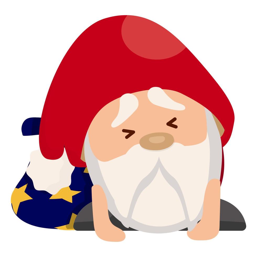 A frustrated Santa Claus with a bag of presents. Character in despair vector