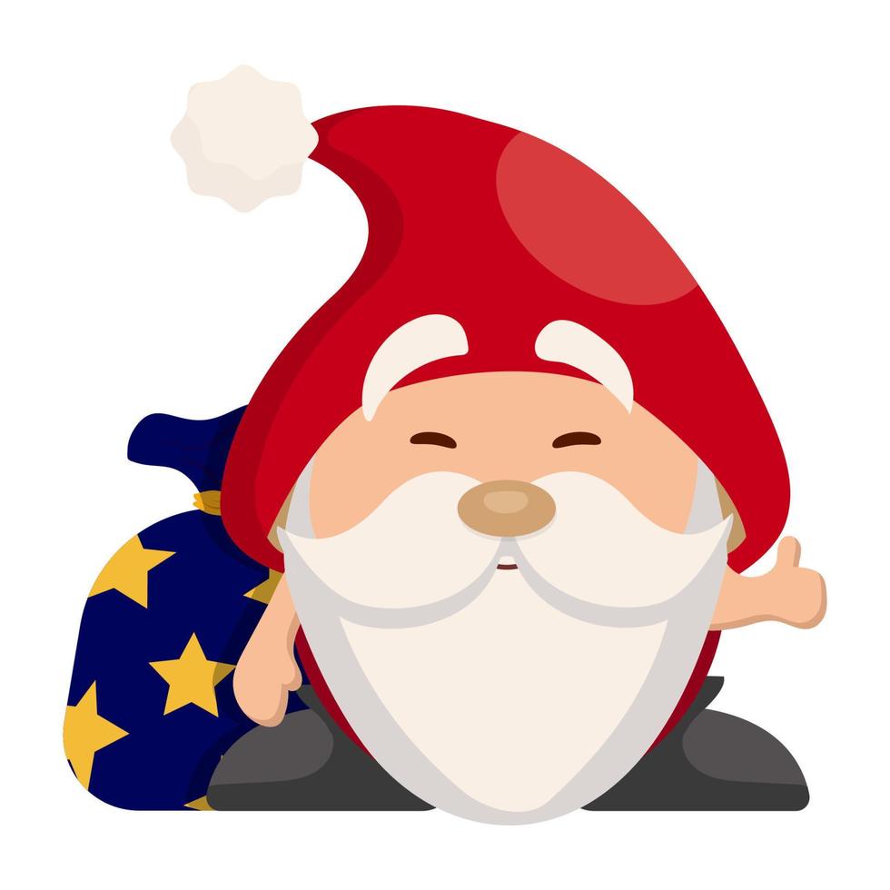 A joyful Santa Claus with a bag of gifts. The character shows class vector