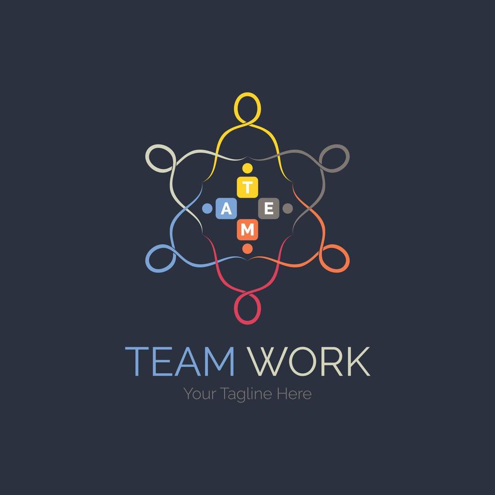 team work connection people logo design template for brand or company and other vector