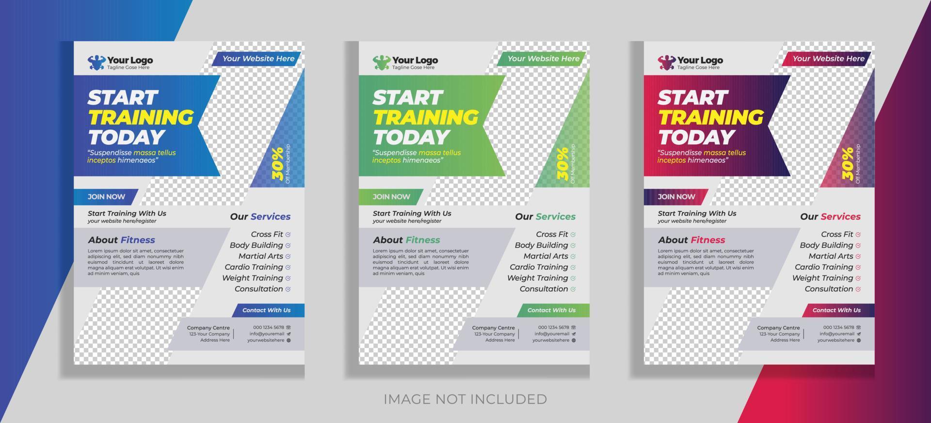 Modern fitness gym flyer template design vector